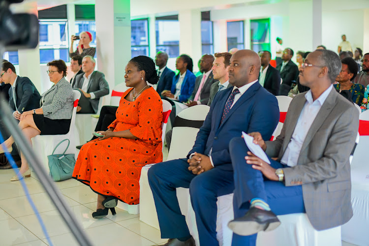 Admi MD Laila Macharia (L) and attendees during the launch of the gaming course in Nairobi on October 27