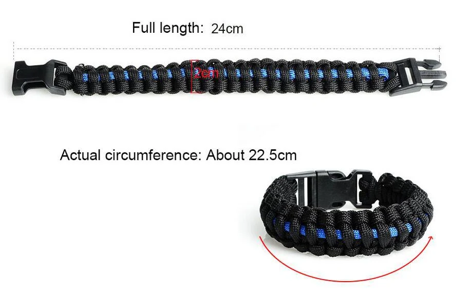 Blue Line Paracord Armband voor Heren en Dames. Sterk en betrouwbaar voor noodsituaties, survival en dagelijks gebruik. Een must-have.
