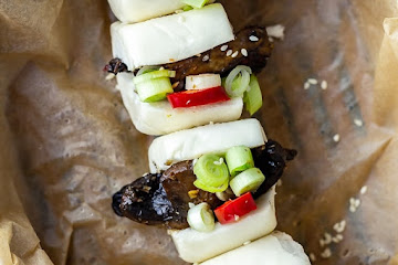 Mushroom Bao with Sesame Cucumber Salad
