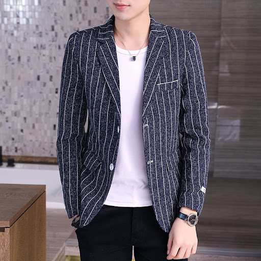 Title 5, Korean Style Casual Suit Plaid Blazer for Men. ...