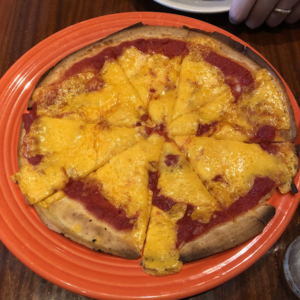 Gf pizza with cheddar cheese