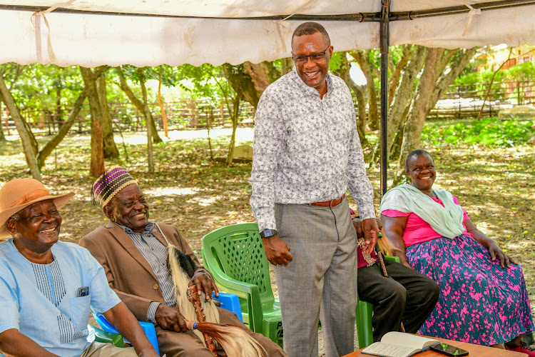 ICT cabinet secretary Eliud Owalo during a meeting with Luo Council of Elders in Siaya on February 19.