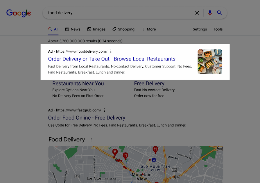 Example image extension on desktop