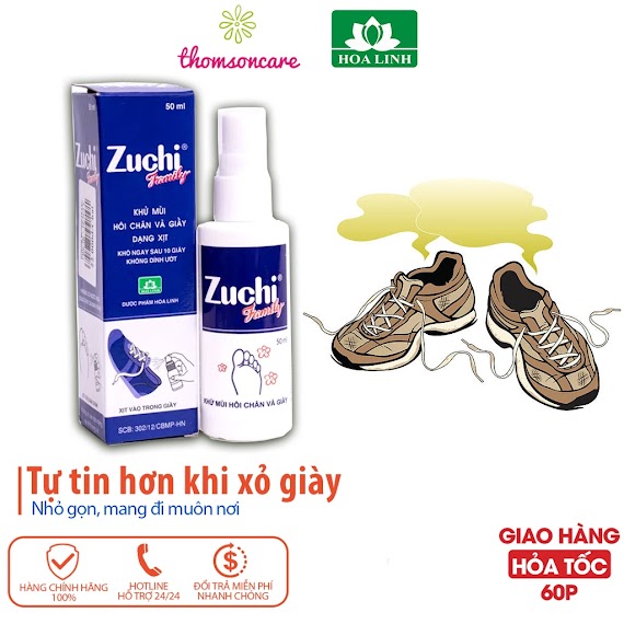 Zuchi Xit Giay - Khư Mui Hôi Chân, Xịt Thơm Zuchi Family Giầy Dép Cho Nam Nữ