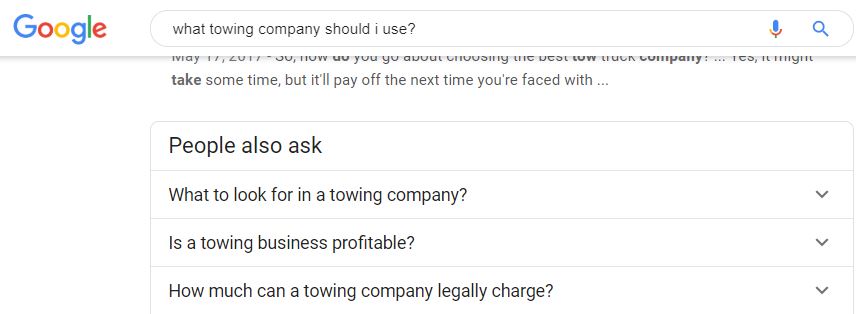 Towing company questions on google