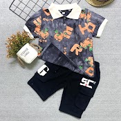 Size 20 - 30 Set Áo Phông Cổ Bẻ Quần Thô Dành Cho Bé Trai