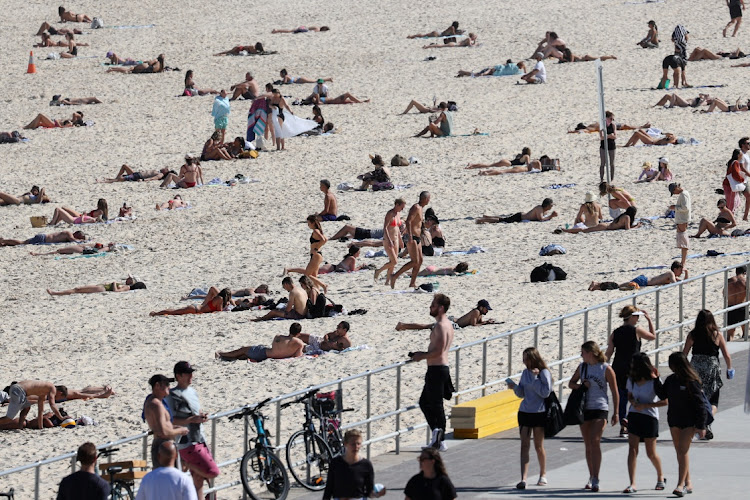 Beachgoers enjoy a sunny day at Bondi Beach during a lockdown to curb the spread of a coronavirus disease (COVID-19) outbreak in Sydney, Australia on September 1, 2021.