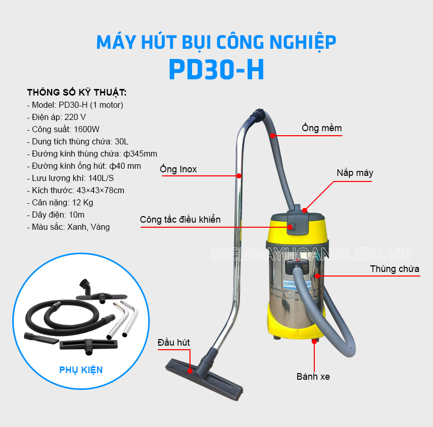 máy hút bụi công nghiệp pd30-H