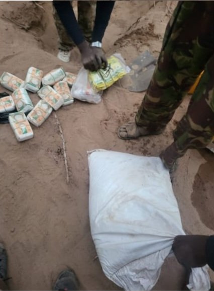 Some of the food recovered at an al-Shabaab logistical base in Amuma in Garissa County on October 10, 2023- Handout