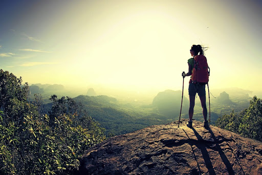 In 2017, the top-selling Getty Images photo for the search term “woman" was a woman hiking a rocky trail like this one.