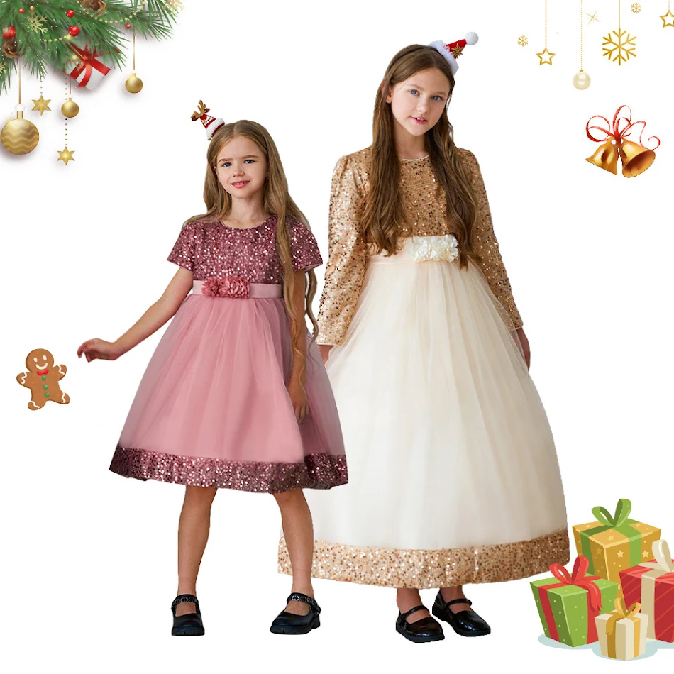 Meisjes Mode Tutu Jurk met Pailletten en Mesh, Trendy. Perfect voor dansen en feesten, een charmant en comfortabel design voor kleine fashionista's.