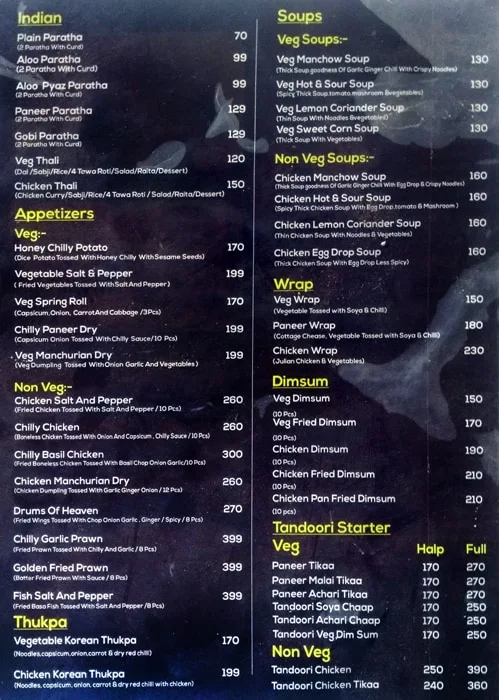 Snjkam Panasian Restaurant menu 