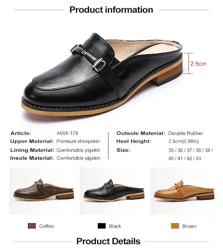 Title 2, Leather Horse Buckle Half Slippers. Comfortable...