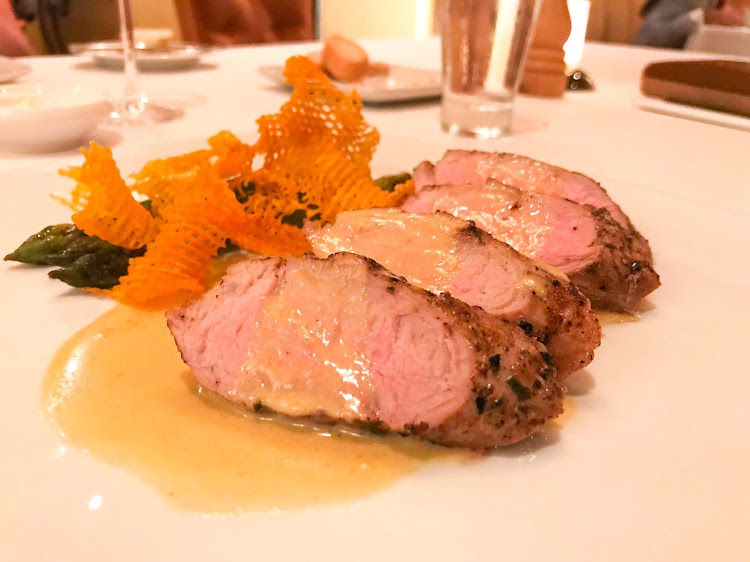 A perfectly cooked pork tenderloin at Le Bistro on Norwegian Jade. 