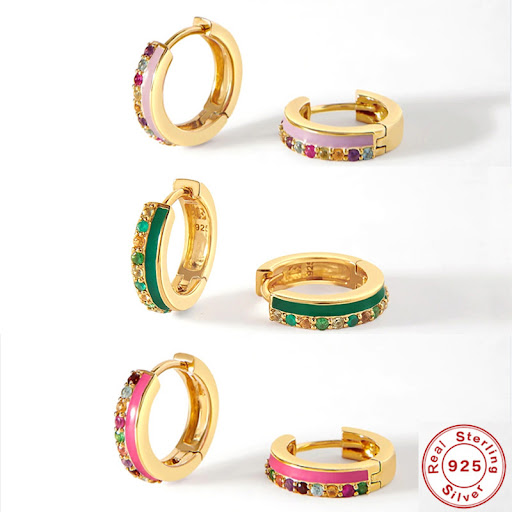 Title 6, S925 Sterling Silver Oil Dripping Stitching Ear...