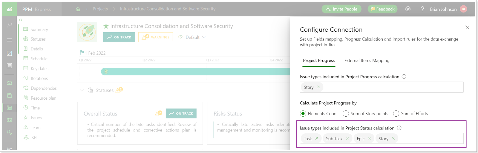 Project status autocalculation in PPM Express for Jira