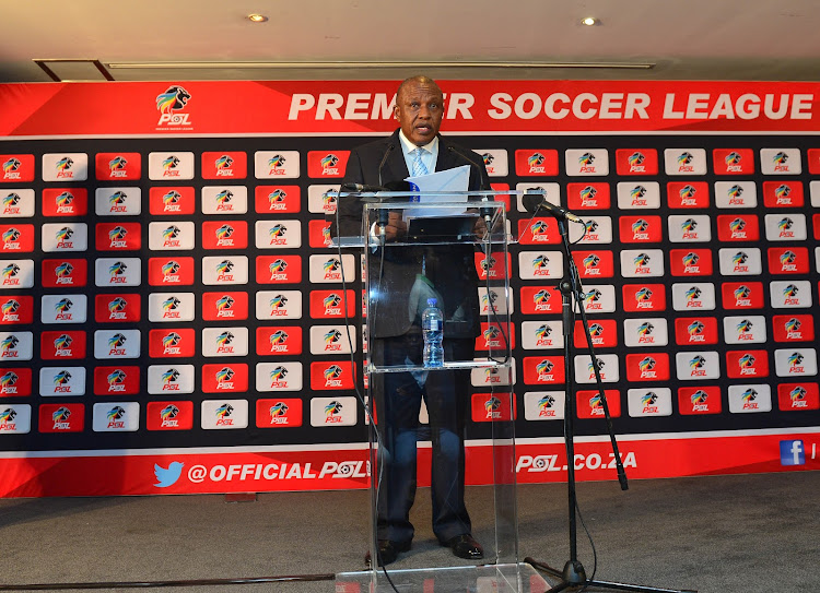 Premier Soccer League (PSL) and Orlando Pirates chairman in his capacity as the League boss during a press conference at PSL Offices, Johannesburg on May 3 2018.