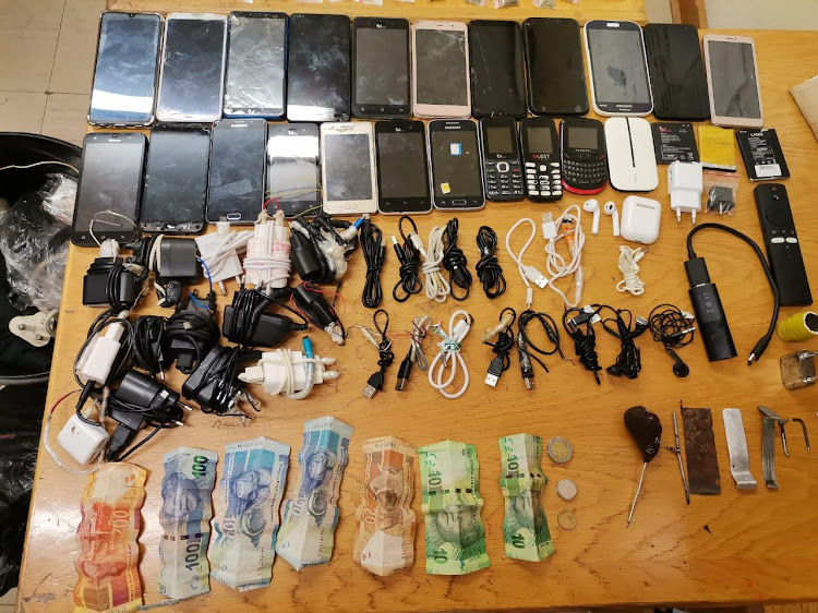 Some of the contraband items confiscated during the operation.