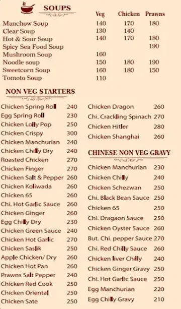 Grand Spicy Restaurant menu 