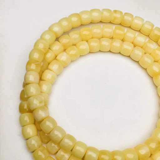 Title 3, Natural Beeswax Straight Cut Buddha Beads, Chic...