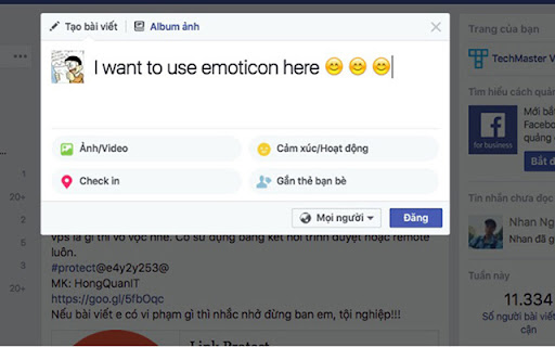 Emoticon input everywhere