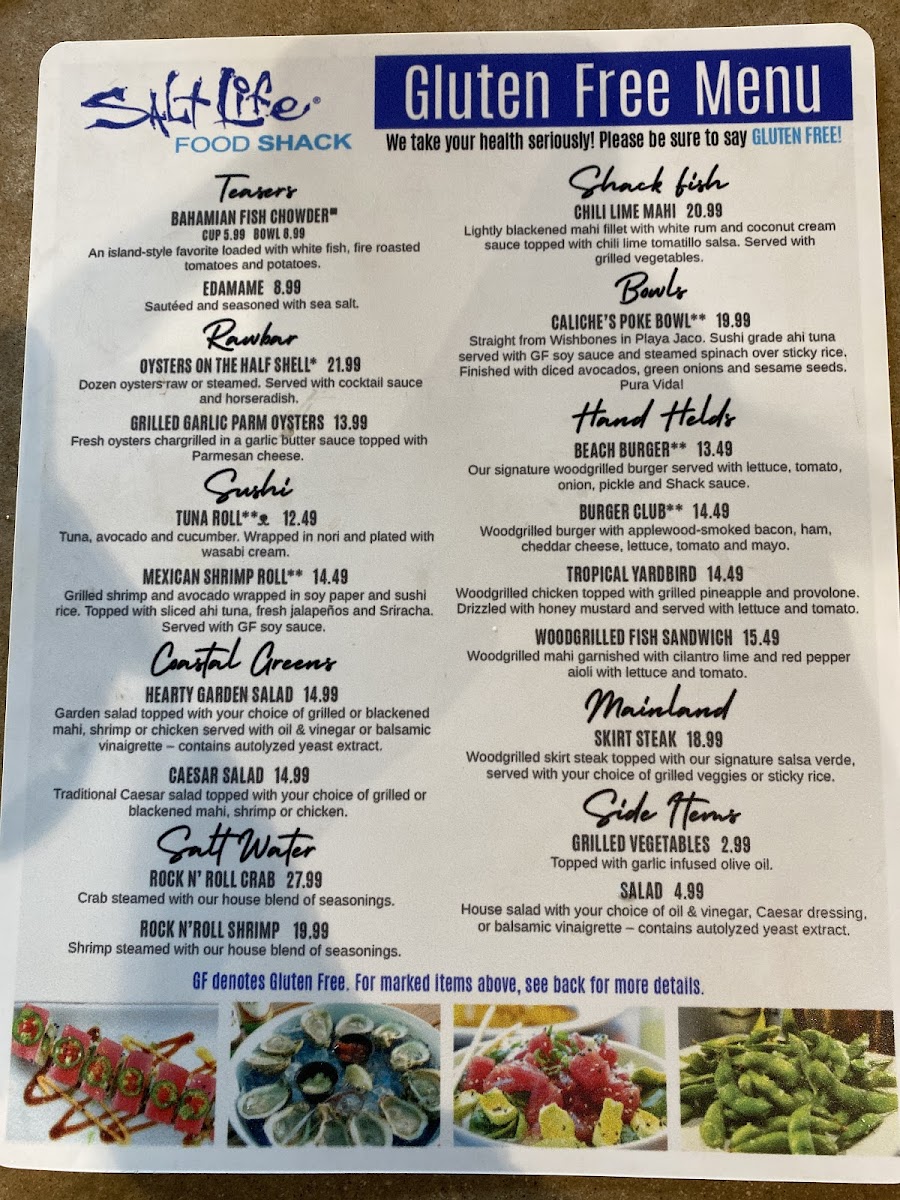 Updated menu. Staff is extremely helpful and accommodating for my wife that has a gluten allergy.