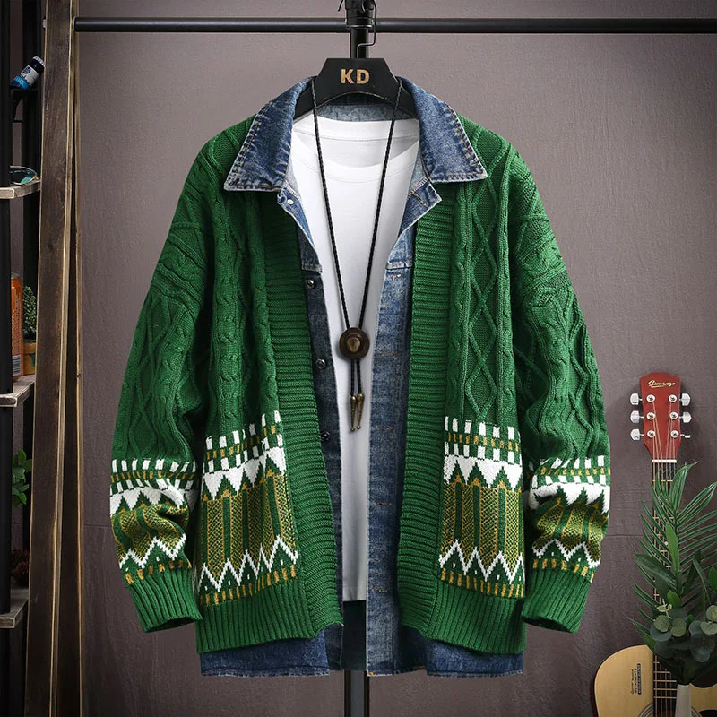 Casaco cardigan de suéter com gola polo para homens, moda e elegância. Ideal para diversas ocasiões, combinando conforto, estilo e um visual sofisticado.