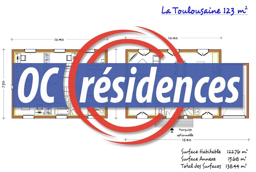  Vente Terrain + Maison - Terrain : 710m² - Maison : 122m² à Lamasquère (31600) 