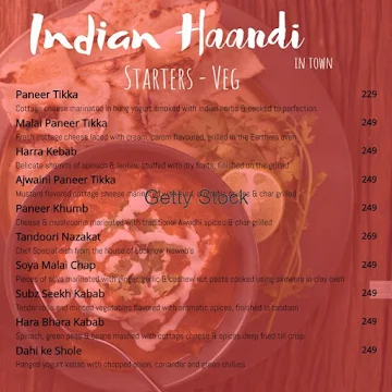 Indian Burger & Fast Food menu 