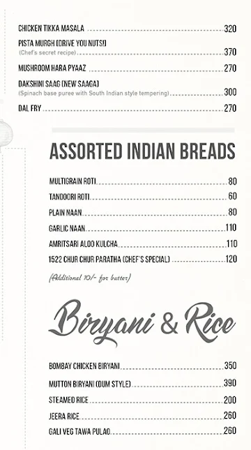 1522 Bar & Kitchen Mumbai menu 