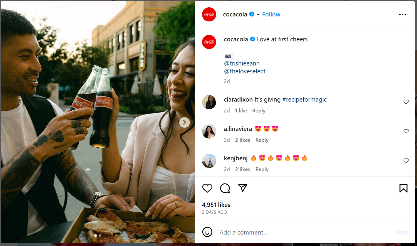 Screengrab of Coca-Cola UGC on Instagram.