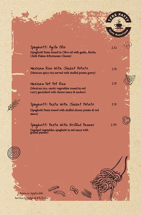 Tyre Patty menu 