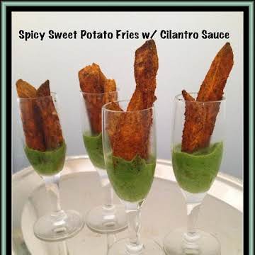 Clean Eating Spicy Sweet Potato Fries w/ Cilantro