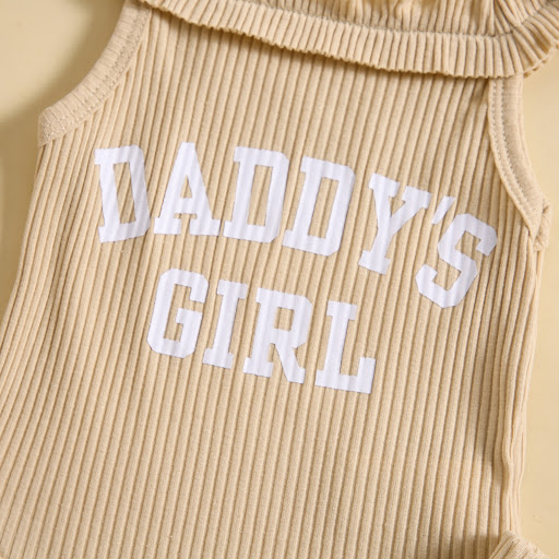 Title 34, Girls Sling Romper Letter Printed Shorts Headsc...