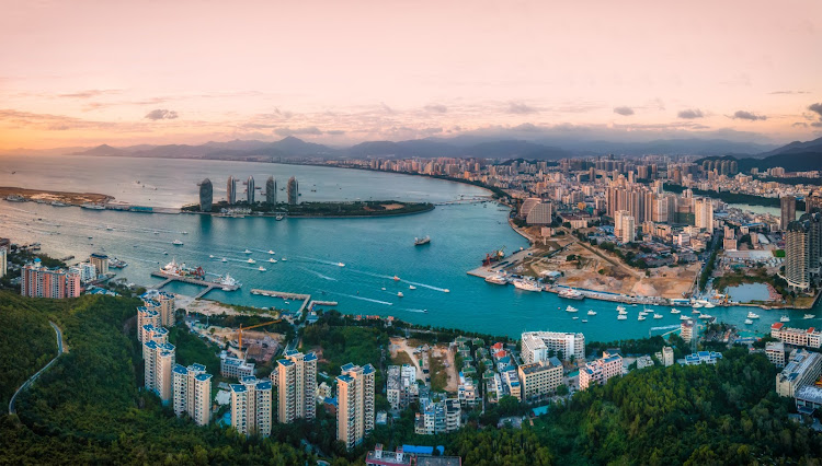 The beach resort city of Sanya, in Hainan province, China.