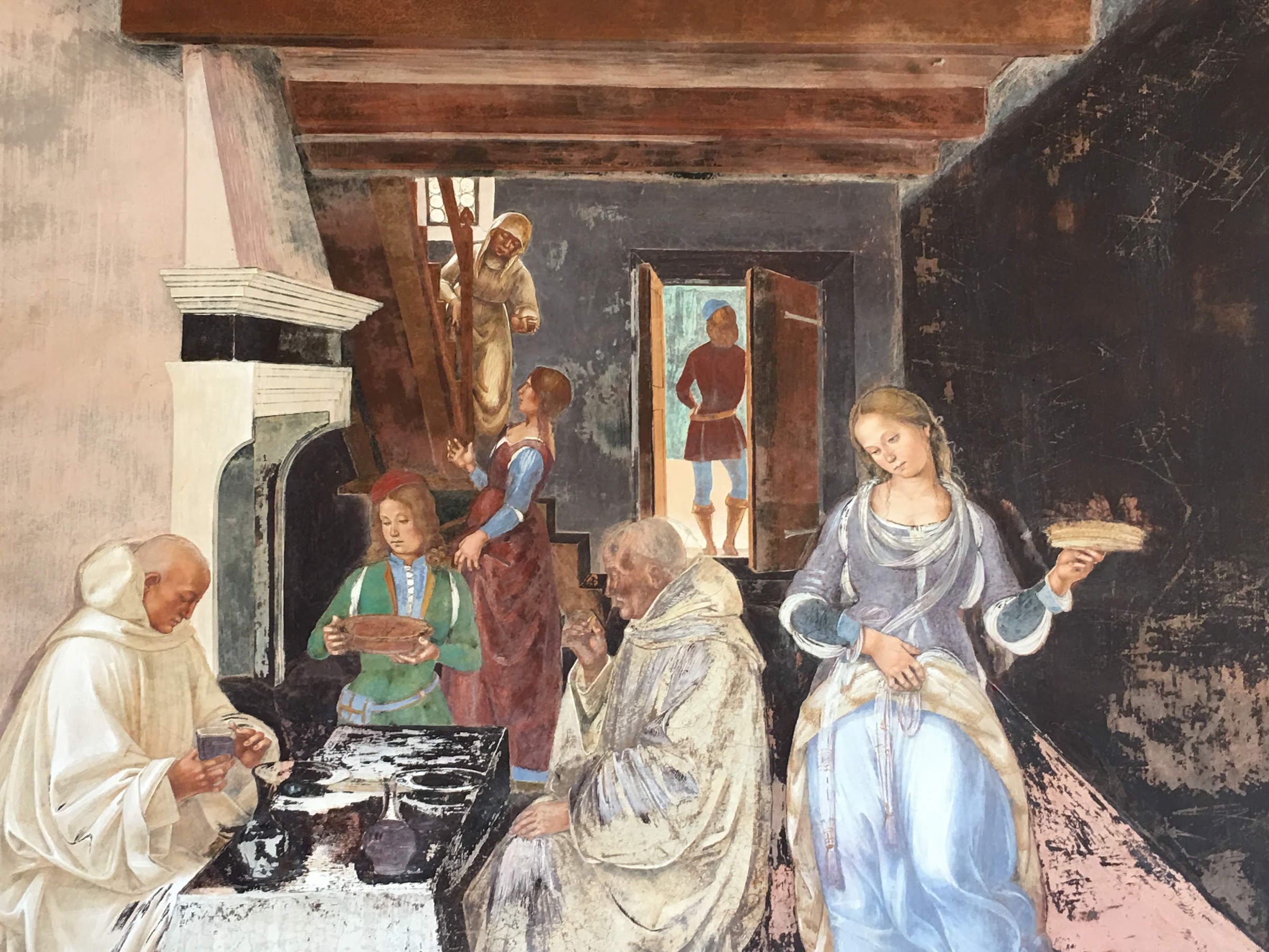 Luca Signorelli, Scene 25 waarin Benedictus de monniken berispt omdat ze buiten het klooster aten