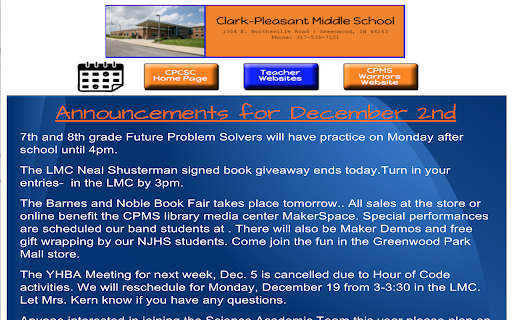 CPMS Daily Announcements