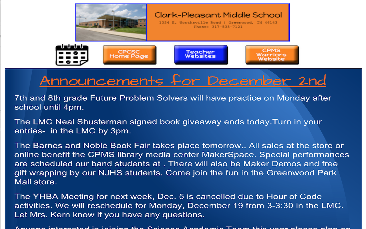 CPMS Daily Announcements Preview image 0