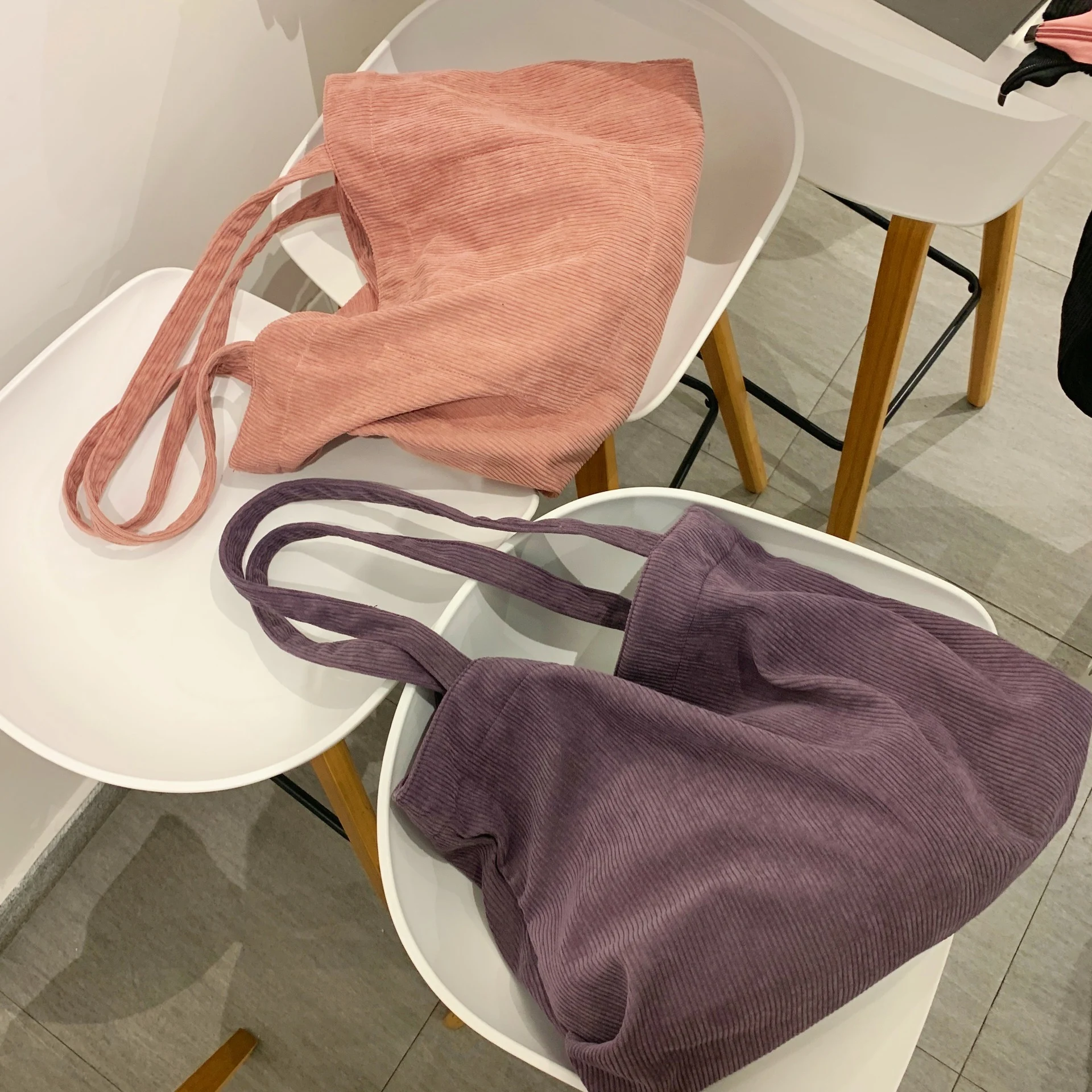 Title 5, Borsa donna shopper in velluto a coste, borsa t...
