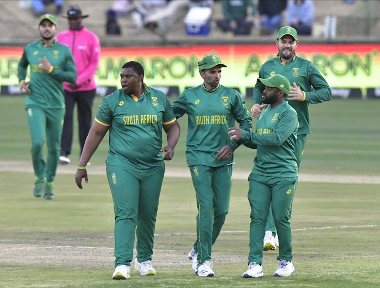 With seamers like Sisanda Magala, left, struggling, Proteas captain Temba Bavuma, right, needed Keshav Maharaj, centre, to turn the third ODI in the home team's favour on Tuesday. Picture: GALLO IMAGES/SYDNEY SESHIBEDI