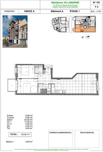 Vente appartement 3 pièces 63.5 m² à Villiers-sur-Marne (94350), 324 000 €