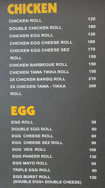 Kolkata Rolls menu 