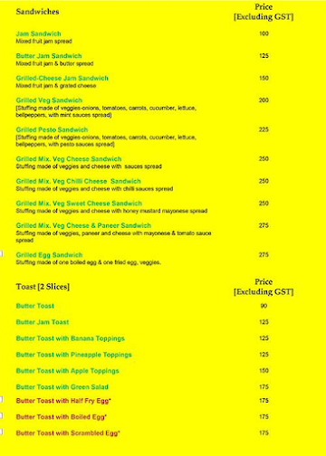 Street Food Park menu 