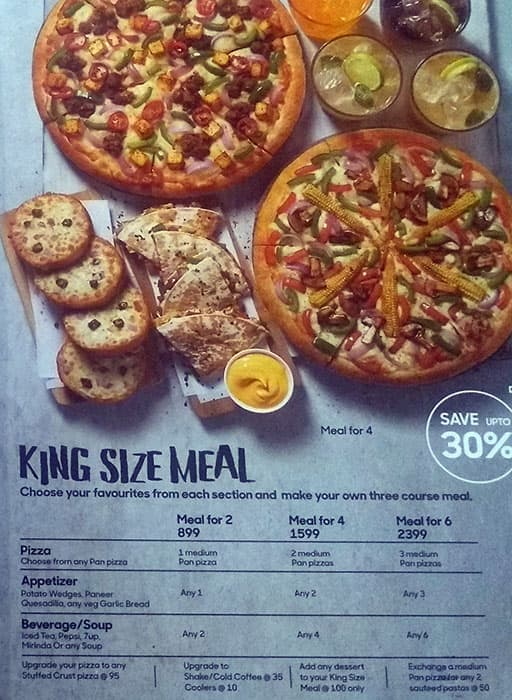 Pizza Hut menu 