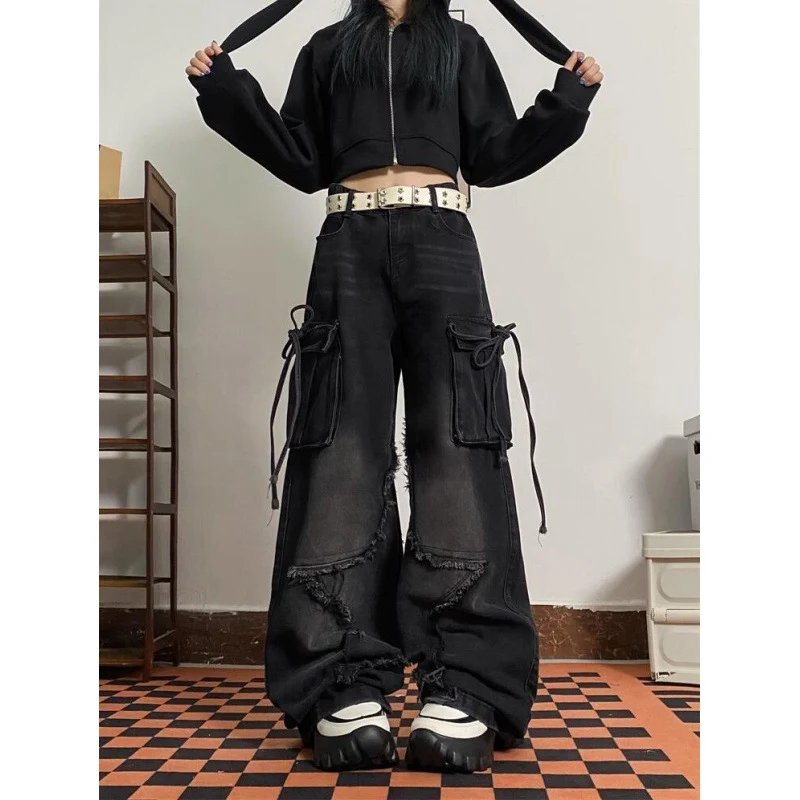 Calças jeans American Ins High Street Design com estilo desgastado. Conforto e design para um visual moderno e autêntico.