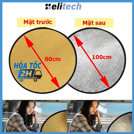 Tấm Hắt Sáng Tròn 2 Màu Trong 1 Sản Phẩm, Kích Thước 80Cm, 100Cm Dùng Cho Chụp Ảnh Chuyên Nghiệp