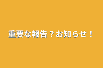 重要な報告？お知らせ！