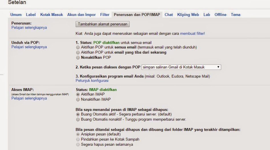 Aktifkan email IMAP Gmail