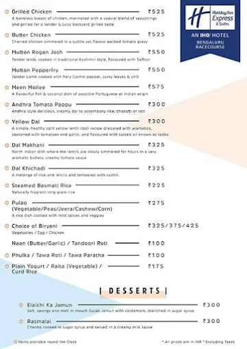 Cafe G - Holiday Inn menu 