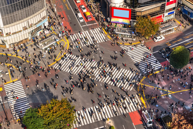 View of Shibuya Crossing inTokyo, one of the busiest crosswalks in the world.